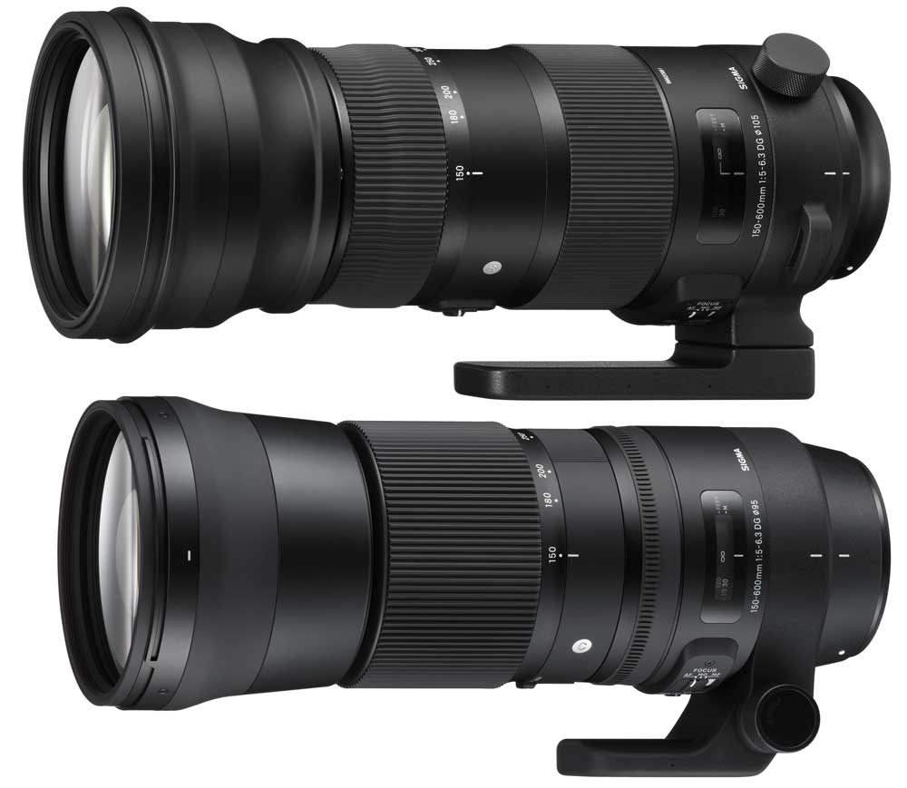 oben das Sports 150-600mm F5-6,3 DG OS HSM, darunter das Contemporary 150-600mm F5-6,3 DG OS HSM